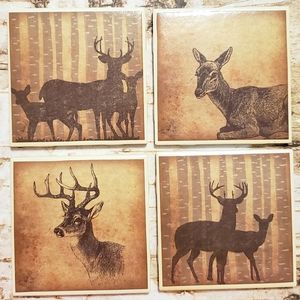 Set of Five Deer Drink Coasters, Wildlife